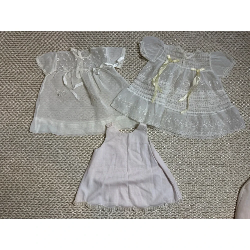 Vintage Baby Girl Lot Carters Smocked Lace Embroidered Dresses Bloomers 50's